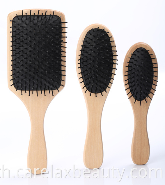Natural Beech Wood Hair Comb Brush With Bamboo Bristles Wooden Massage1